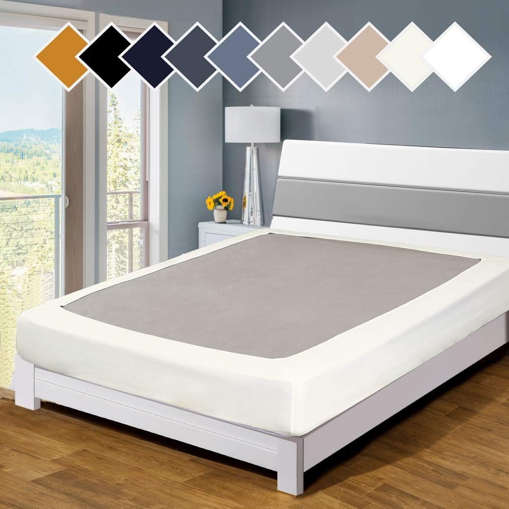 Twin Six Premium Bed Box Spring Cover, Twin/Twin XL Size, Update Bed Skirt, Mattress Protector Encasement, Ivory