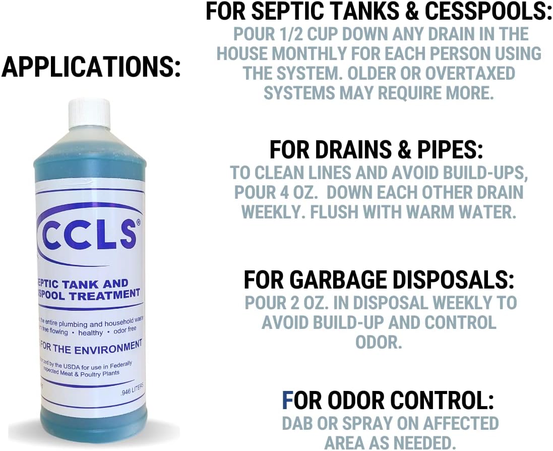 Septic Tank and Cesspool Treatment Additive/Organic Enzyme Producing Bacteria/Non-Toxic/Non-Hazardous/Non-Corrosive (6-Quarts)