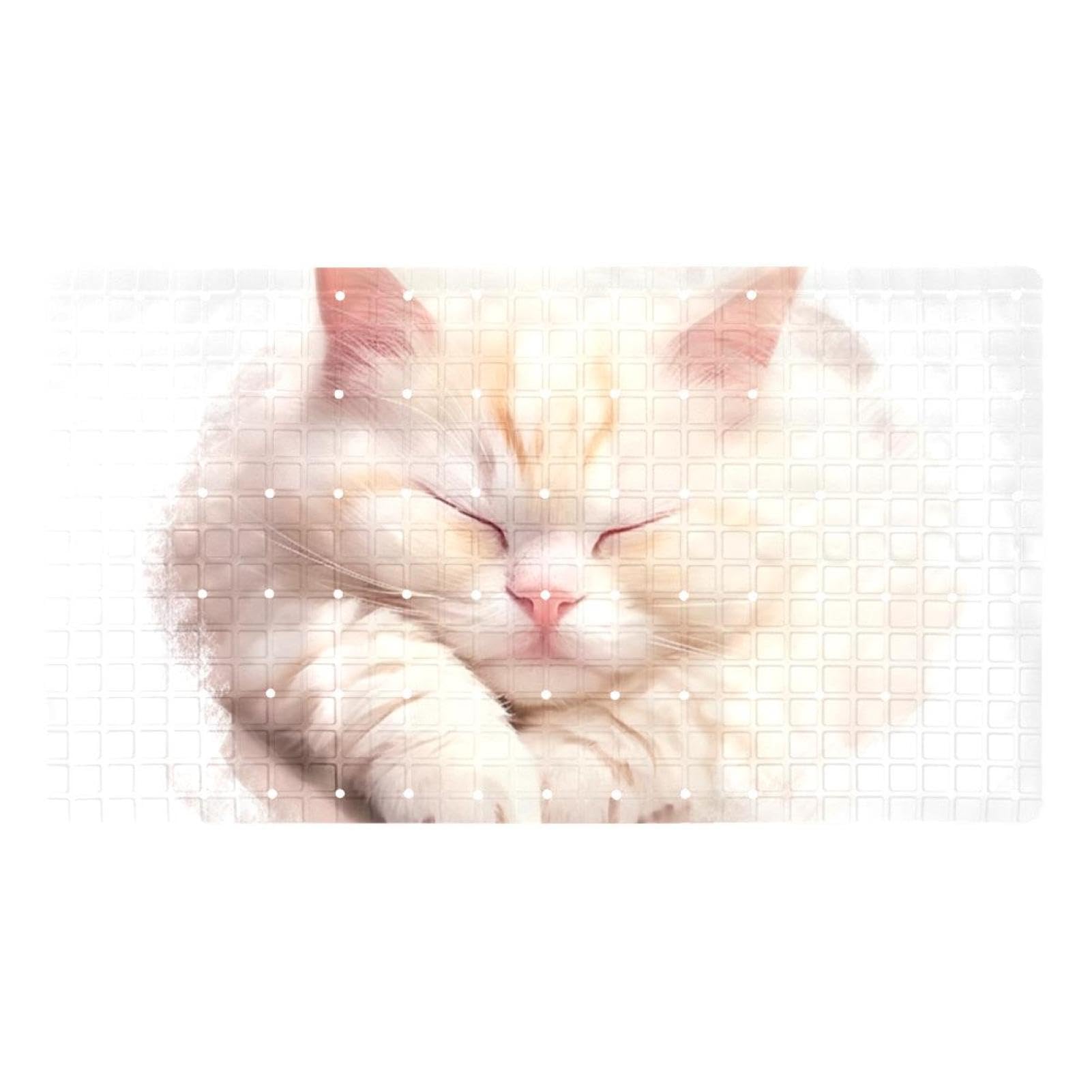 Premium-Badewannenmatte – rutschfest, leicht zu reinigen und sicher für die ganze Familie – weiße Katze schläft