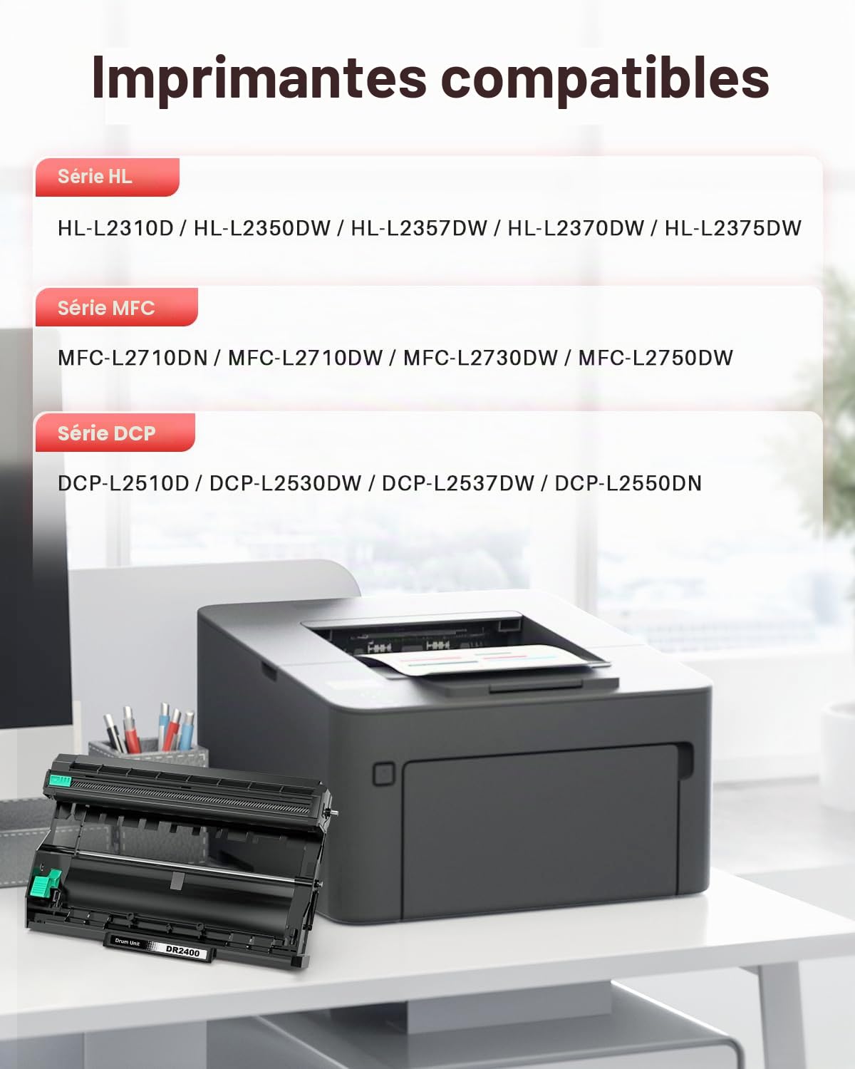DR2400 DR-2400 Tambour Compatible avec Brother HL-L2310D HL-L2350DN HL-L2370DN HL-L2375DW DCP-L2510D DCP-L2530DW MFC-L2710DN MFC-L2730DW MFC-L2750DW