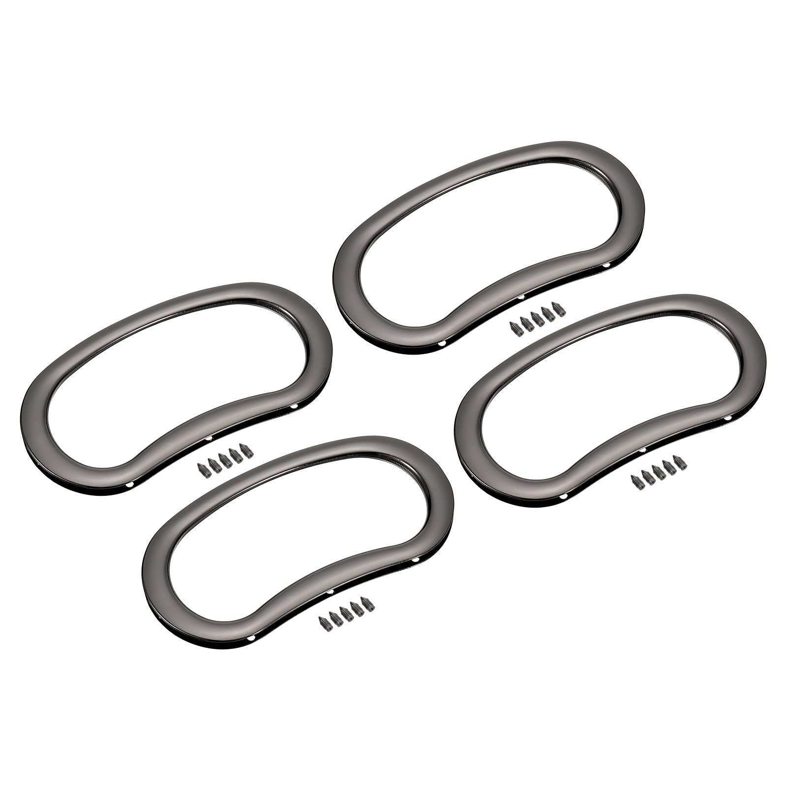 Poignées de sac à main ovales en métal gris foncé uxcell pour la création de cabas, lot de 4