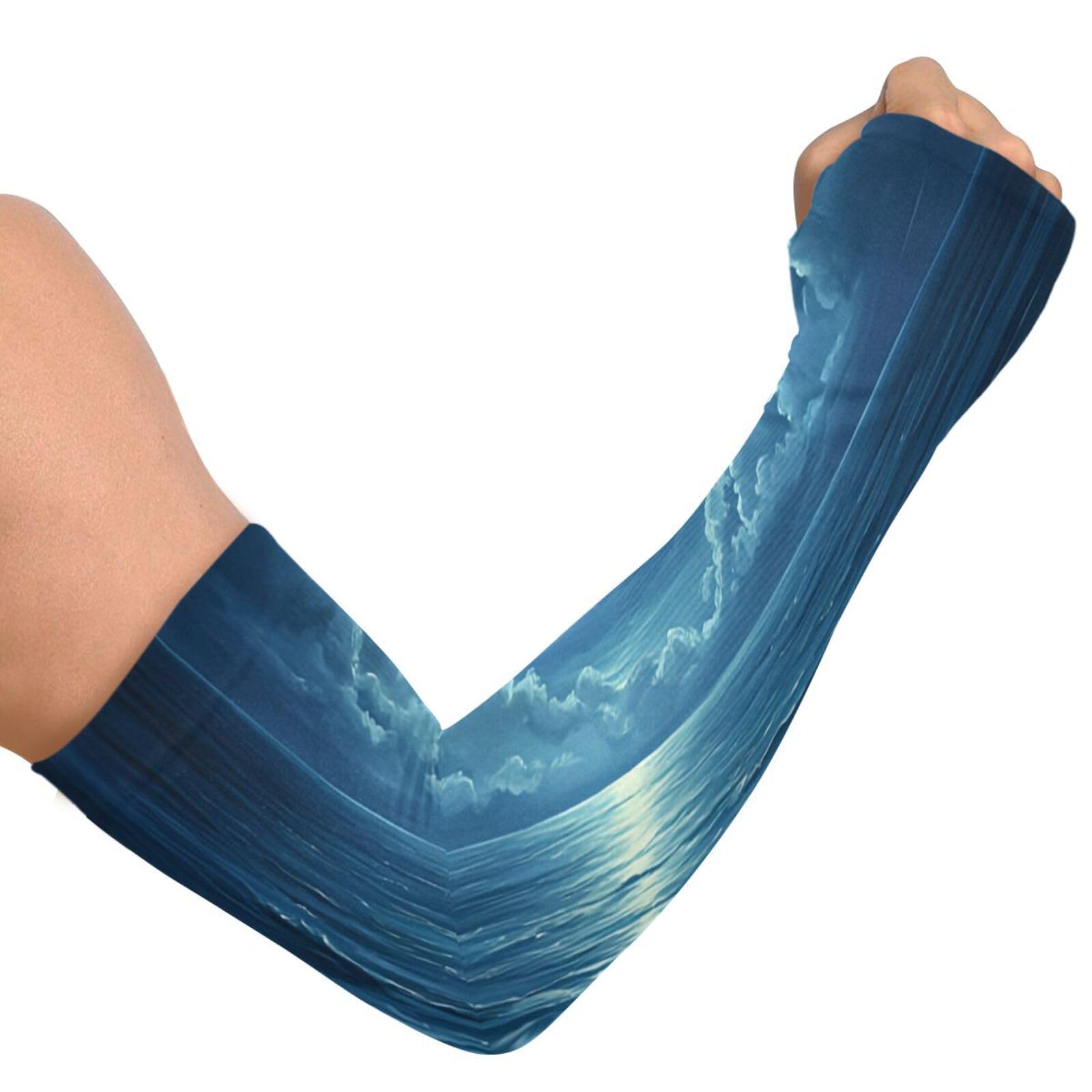 PaChyLuu Night Sky UV Sun Protection Arm Sleeves Cooling Compression Arm Sleeves with Thumb Hole for Men Women Golf Volleyball