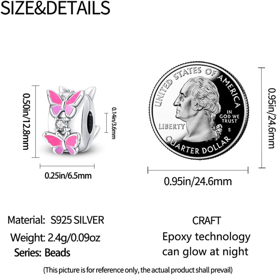 925 Sterling Silver Stopper Clip Charms for Bracelet Necklace Spacer Beads with 5A Cubic Zirconia Mother's Day Christmas DIY Gift for Women(2PCS) - Image 5