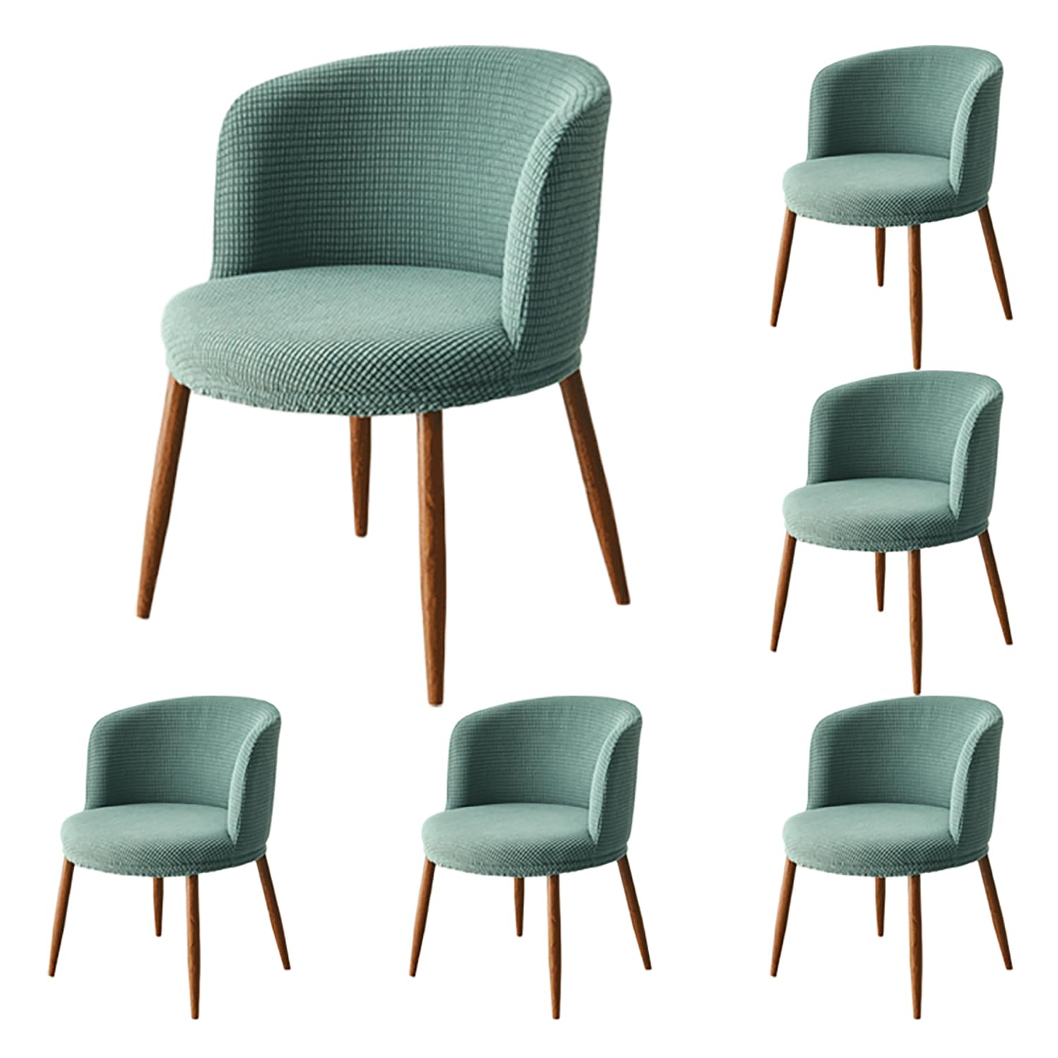 Set di 6 coprisedie elastici, con schienale basso, resistenti, protezioni per sedie da sala da pranzo e ufficio, colore verde, perfette per trucco ed eventi
