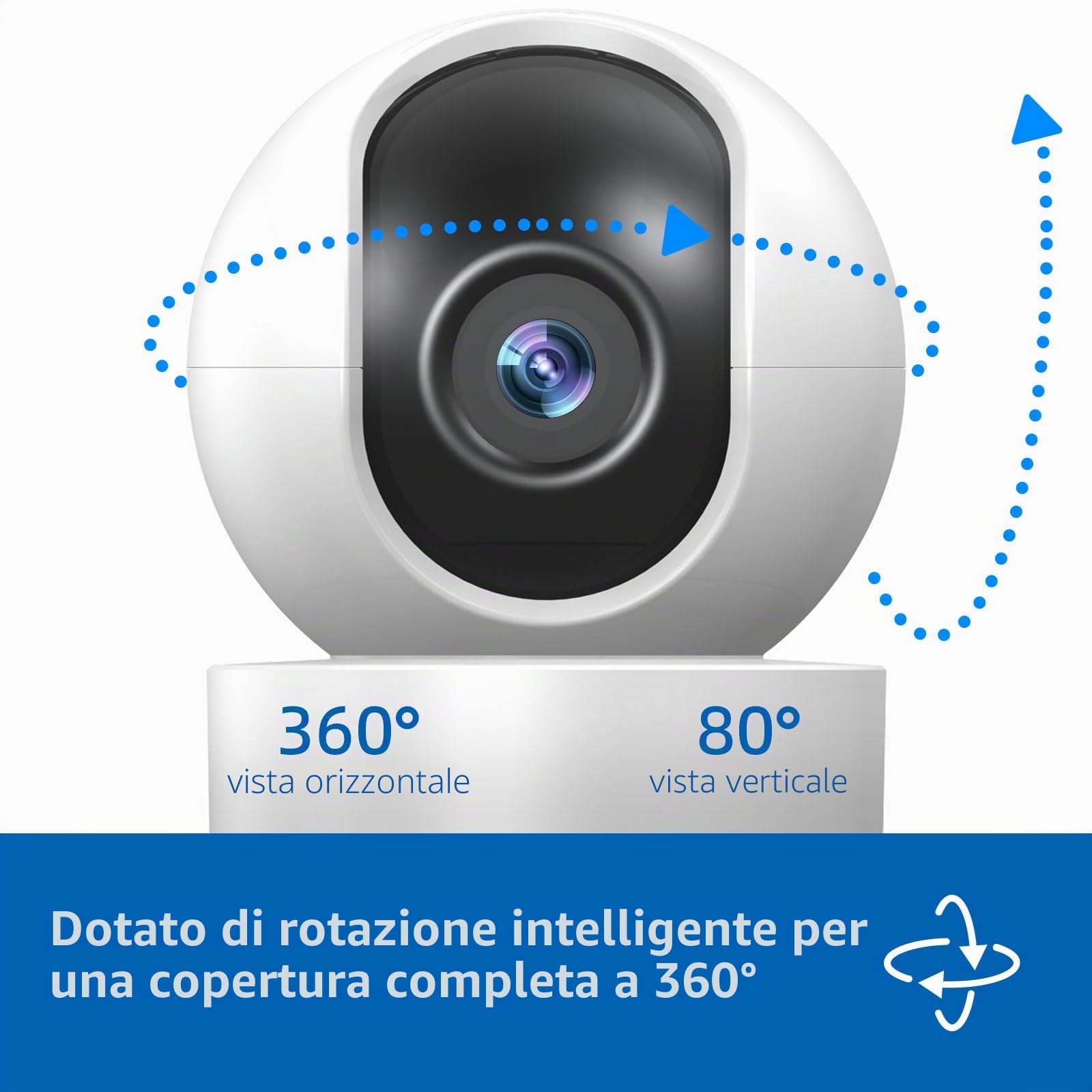 XNY Telecamera Wi-Fi Interno 2MP Tuya Smart Life, 1080P Pan/Tilt Videocamera Sorveglianza, Audio Bidirezionale, Visione Notturna, Rilevamento di Movimento, Notifica in Tempo Real