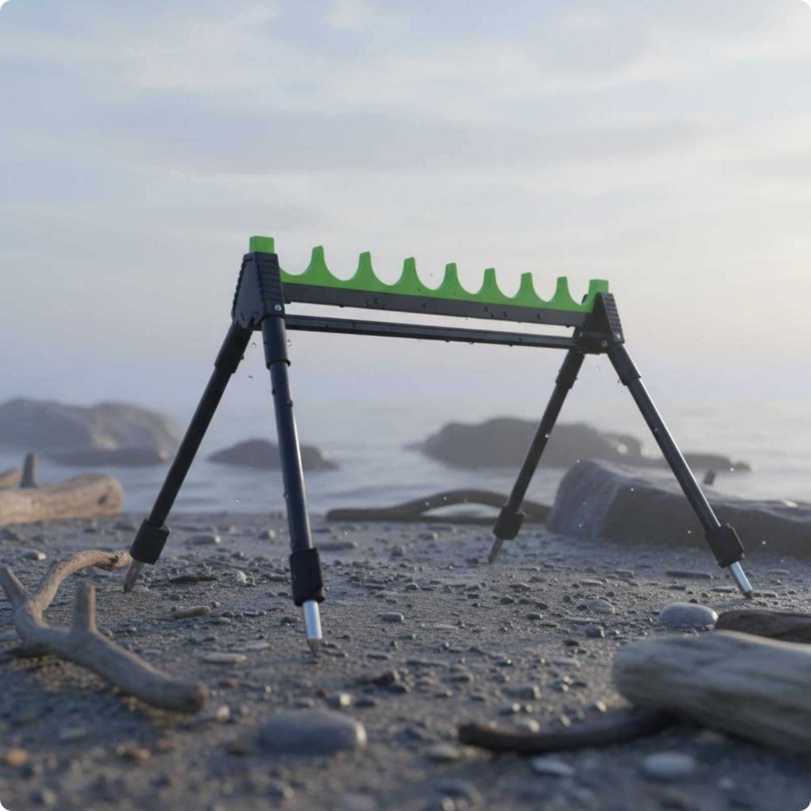 Gralara Soporte de Caña de Pescar Telescópico Portacañas Estante Trípode para Ordenar Varias Cañas Verticales con Estructura, Soporte para Cañas De Pescar De 12 Agujeros, Tamaño Grande