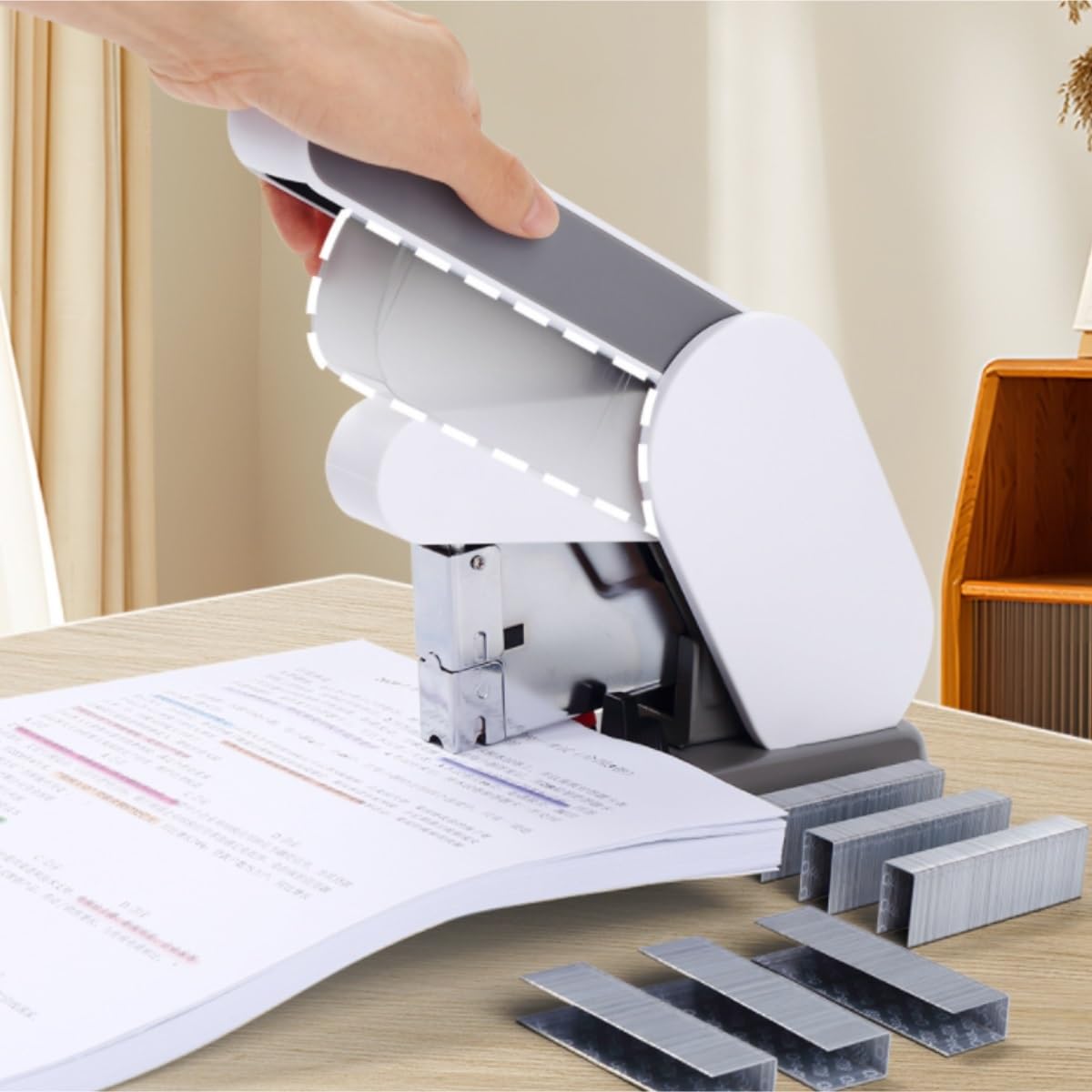 Cucitrice per Casa Ufficio Macchina for La Prenotazione di Libri da Tavolo, Moderna E Pesante, con Leva Rilassata. Prodotti for Ufficio Commerciale su Larga Accessori per Scrivania(Blue)