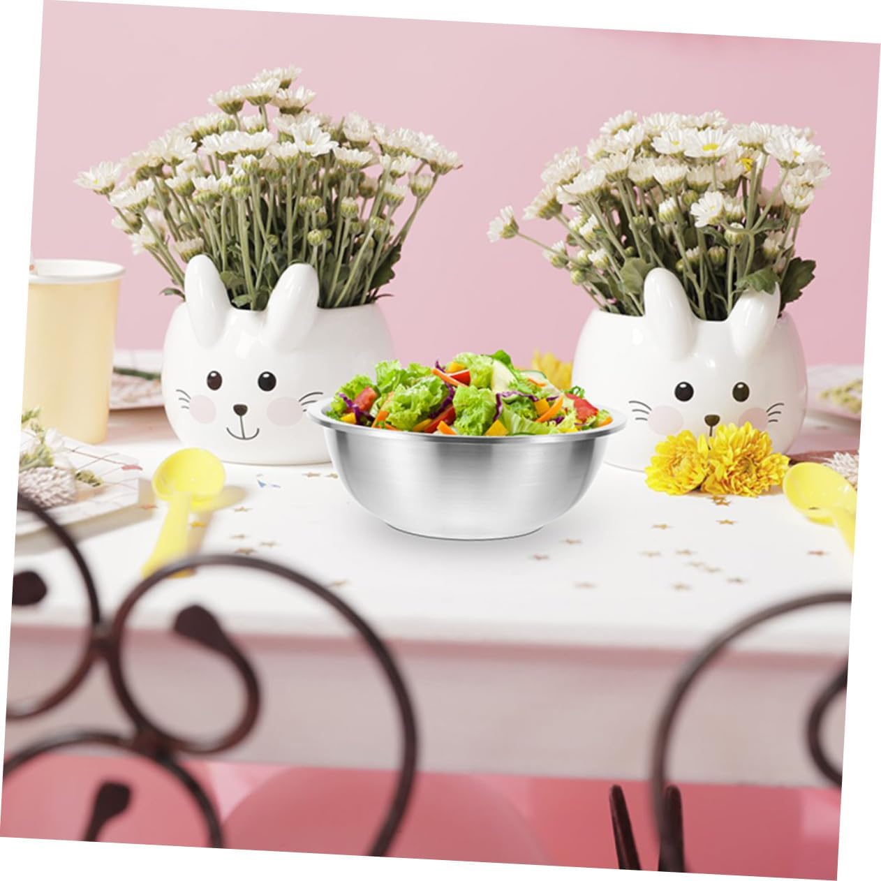 Luxshiny 5pcs Stainless Steel Mixing Bowl Salad Bowl Lids for Cooking Baking Mixing Restaurant Home