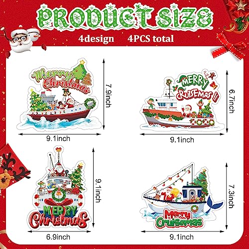 Image of Kanayu 4 Pcs Christmas Cruise Door Magnets Decorations Magnetic Cruise Ship