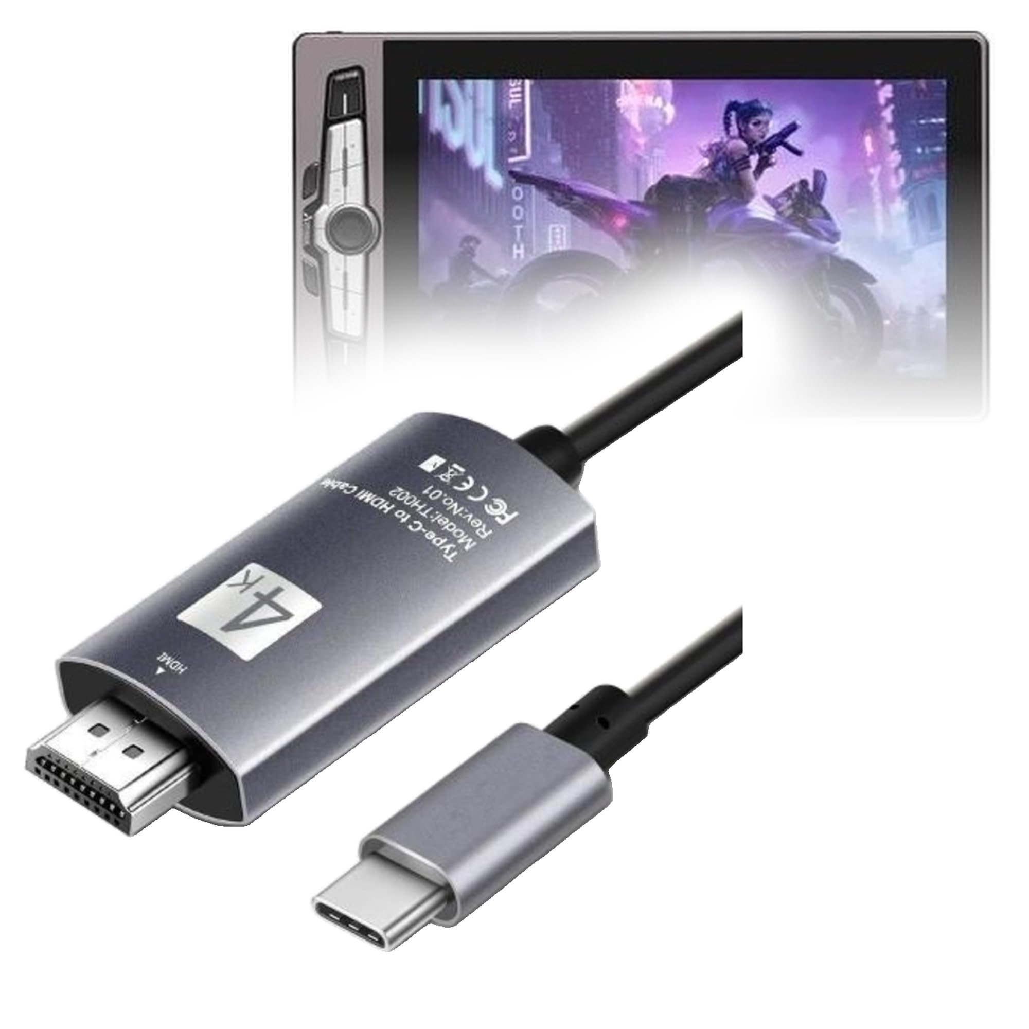 Cable USB tipo C a HDMI compatible con Artisul SP1603, cable negro de 6 pies 6