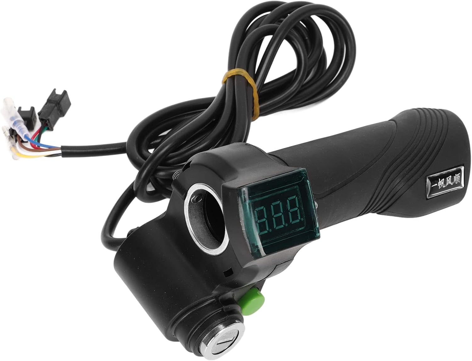 Bike Throttle Grip and Key Electric Bike Spare Parts 12V to 99V, 1 Pair Electric Bike Throttle Handlebar with Big Head Lock Blue Screen Bike Throttle Grip for Riding