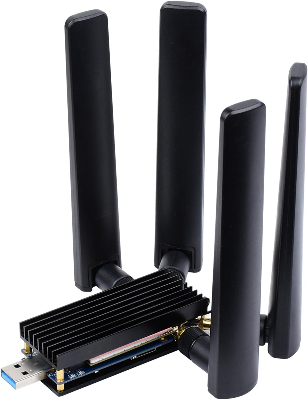 5G DONGLE Module Quad Antennas M.2(NGFF) Key B Interface, Compatible with 3042/3052, USB 3.1 Type A Port for Raspberry Pi/PC/Jetson Nano to Enable 5G Network wtih Aluminum Alloy Heatsink