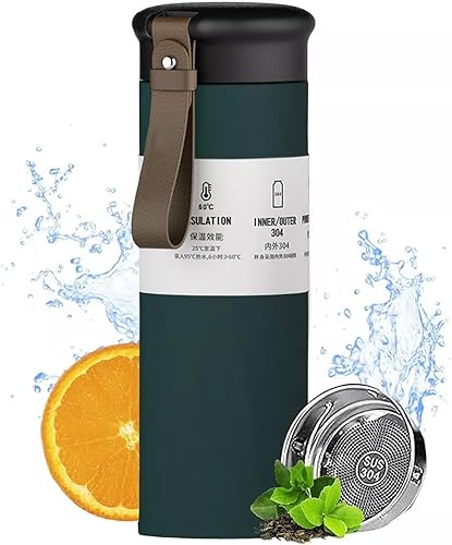 Miniatura 8 de Botella térmica, botella de agua aislada de 15.2 fl oz de capacidad, taza de bebida con filtro de té para viajes al aire libre y oficina