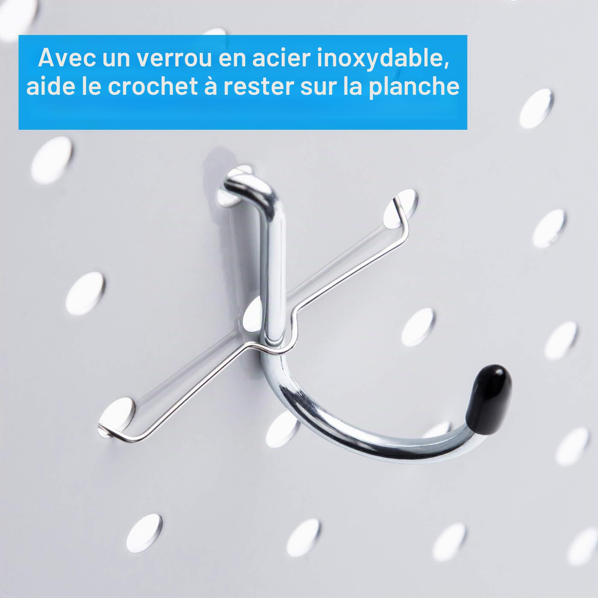 FRIMOONY Porte-outils de Crochets pour Panneaux Perforés avec Bacs, Verrous à Chevilles, pour Organiser Divers Outils, 80 pièces