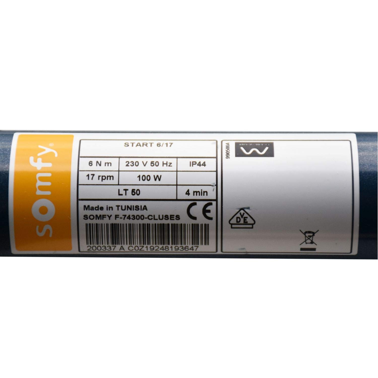 Somfy HiPro LT 50 Start 6/17 Rollladenmotor inklusive Adapterset SW60 Flansch-Antriebslager (9703948)