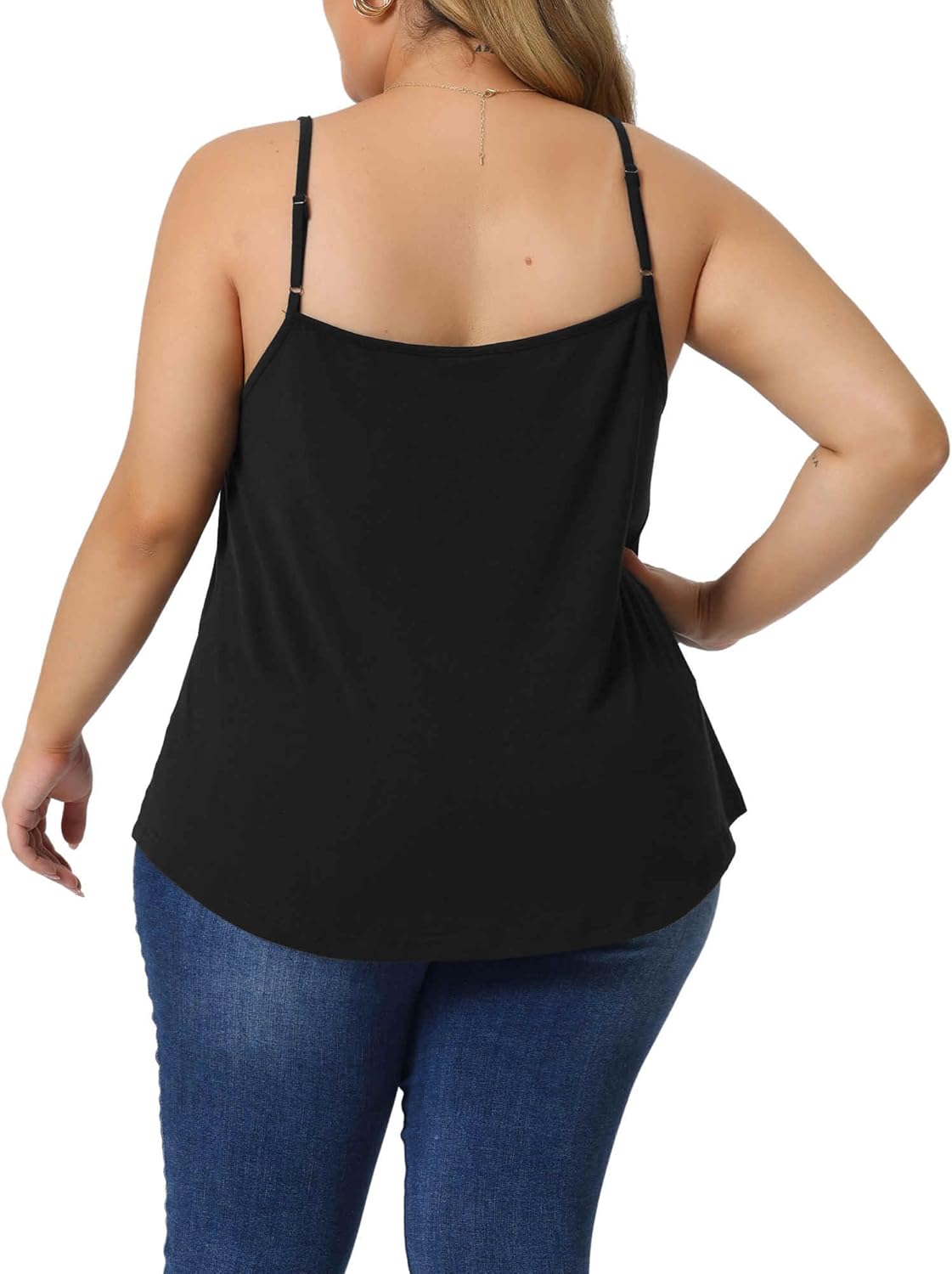 Agnes Orinda Plus Size Cami Tank for Women V-Neck Lace Front Camisole Spaghetti Strap Sleeveless Top - Image 4