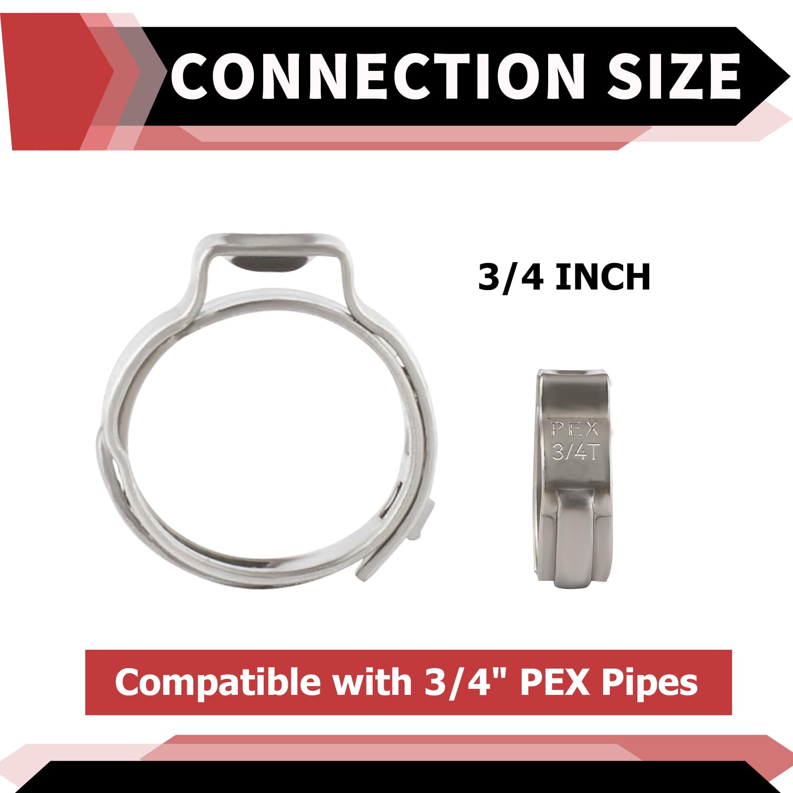 EFIELD 100 szt. 3/10.2 cm pierścienie zaciskowe ze stali nierdzewnej PEX do rur PEX (3/10.2 cm - 100 szt.)