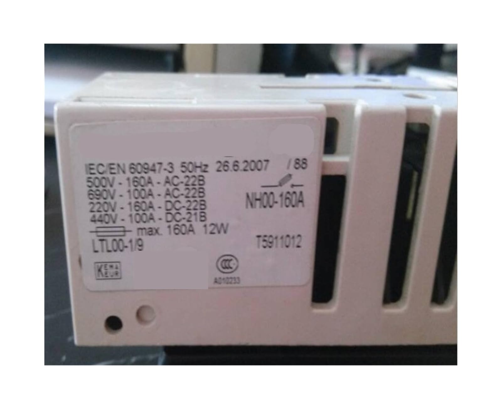 Base de fusible LTL00-1/9 NH00 pour securiser vos lignes de 100A a 160A
