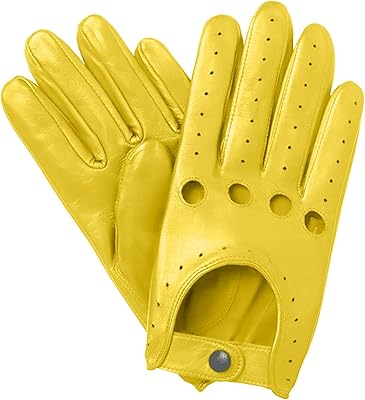 Sheepskin Chauffeur Driving Gloves - Yellow (Small)