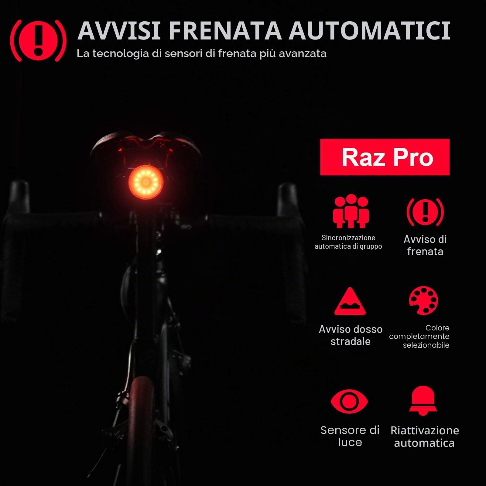 SHANREN Fanale Posteriore per Bicicletta, Intelligente bici Fanale posteriore,USB Ricaricabile Della Luce Della Bici Impermeabile Luce Della Coda Luminosa Eccellente Della Bicicletta
