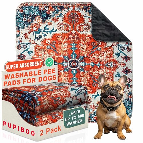 Image of PUPIBOO Washable Pee Pads for Dogs and Cats - Super Absorbent Reusable Puppy Training Pads - 100% Waterproof, Leak-Proof & Non-Slip Whelping Pads for Pet Housebreaking