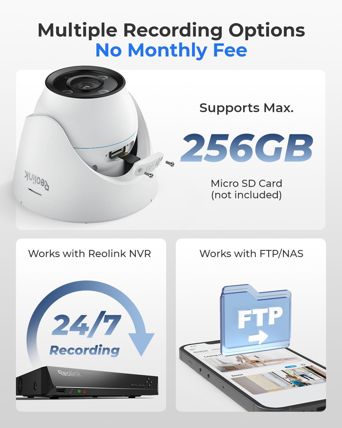 Reo!2018 4K PoE security camera, 3X zoom, 115° wide, color night vision.