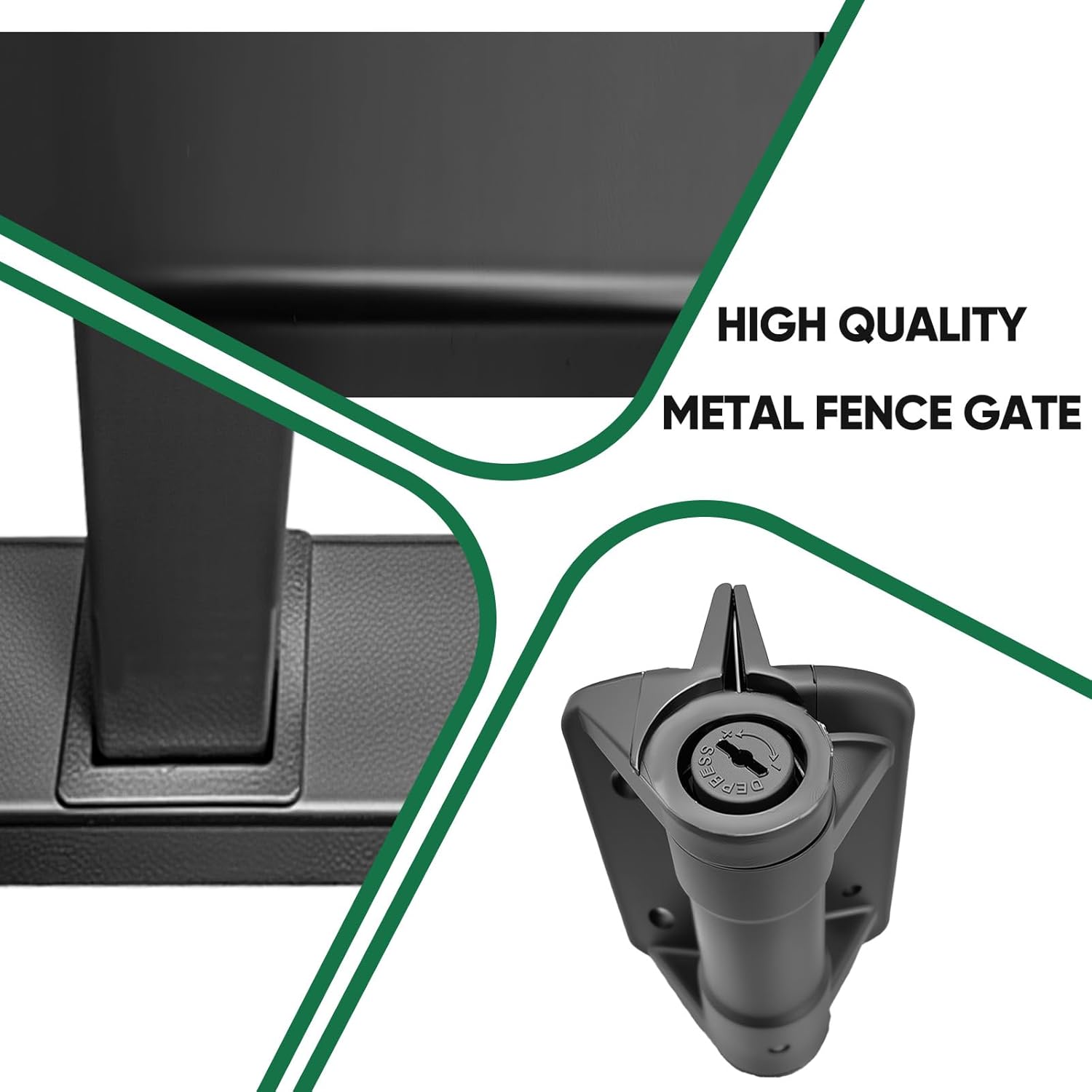 Outdoor Gate for Deck, 32H*48" W Deck Fence Gate Kit (No Drilled Holes), Heavy Duty Metal Door with Hinges and Latch, Anti-Rust Fence Door with Customizable Width for Patio, Garden, Yard, Porch