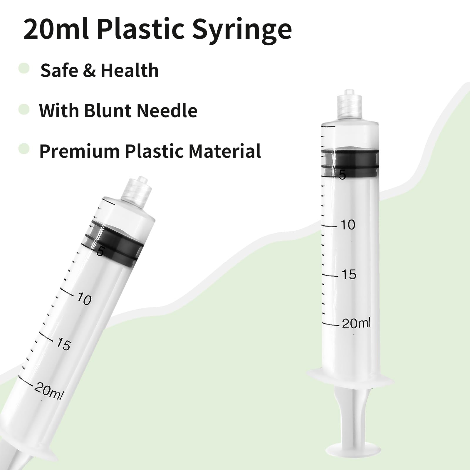 5 sztuk strzykawek Luer Lock 20 ml, plastikowa strzykawka, zestaw strzykawek z tępą igłą dozującą 14G i nasadką, strzykawka z tworzywa sztucznego z podziałką, strzykawka do karmienia do dozowania