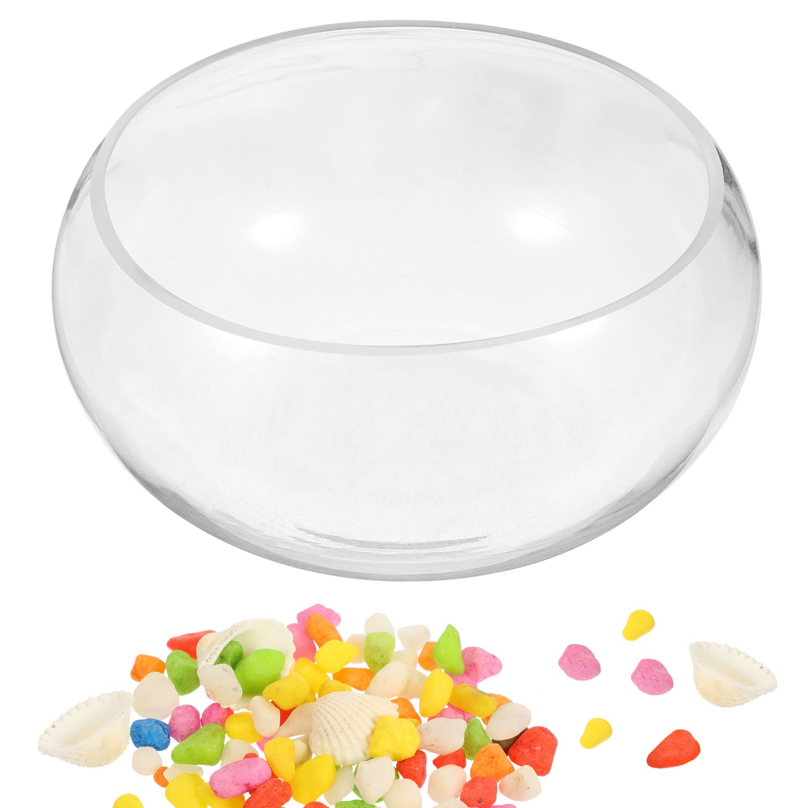 1 Juego Pecera De Cristal Transparente Florero De Cristal De Dulces Terrario Redondo Jarrón De Cristal Para Flores Pecera Clara Pecera Betta Hidroponia Oficina Pecera Grande Vidrio