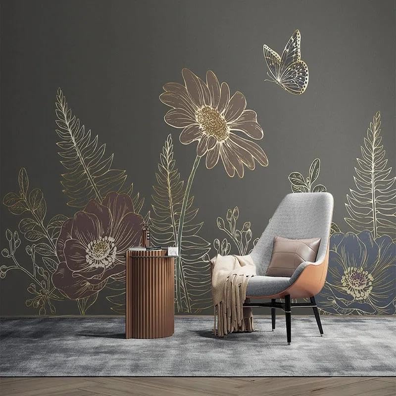 Papier peint 3D fleurs pour habiller le fond de mur de votre salon cosy