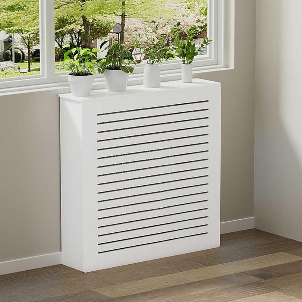Generico Copritermosifone Moderno Personalizzabile e ripiano per mobiletto riscaldante, griglia a persiana Bianca per Arredamento casa, 60x90x15 cm - Soluzione di Riscaldamento Elegante e sicura