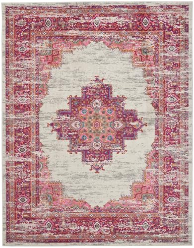 Nourison Home Passion Ivory/Fuchsia 6'7" x 9'6" Area Rug - Easy Clean, Non Shedding, Bed Room, Living Room, Dining Room, Kitchen (7' x 10') - Thumbnail 6