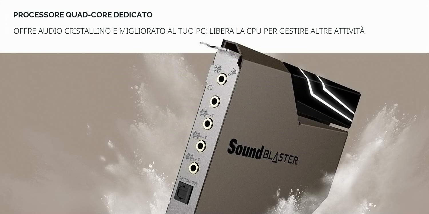 Creative Sound Blaster AE-7 - Scheda audio DAC/amplificatore PCI-e ad alta risoluzione con biamplificatore per cuffie Xamp Discreet e modulo di controllo audio grigio/nero