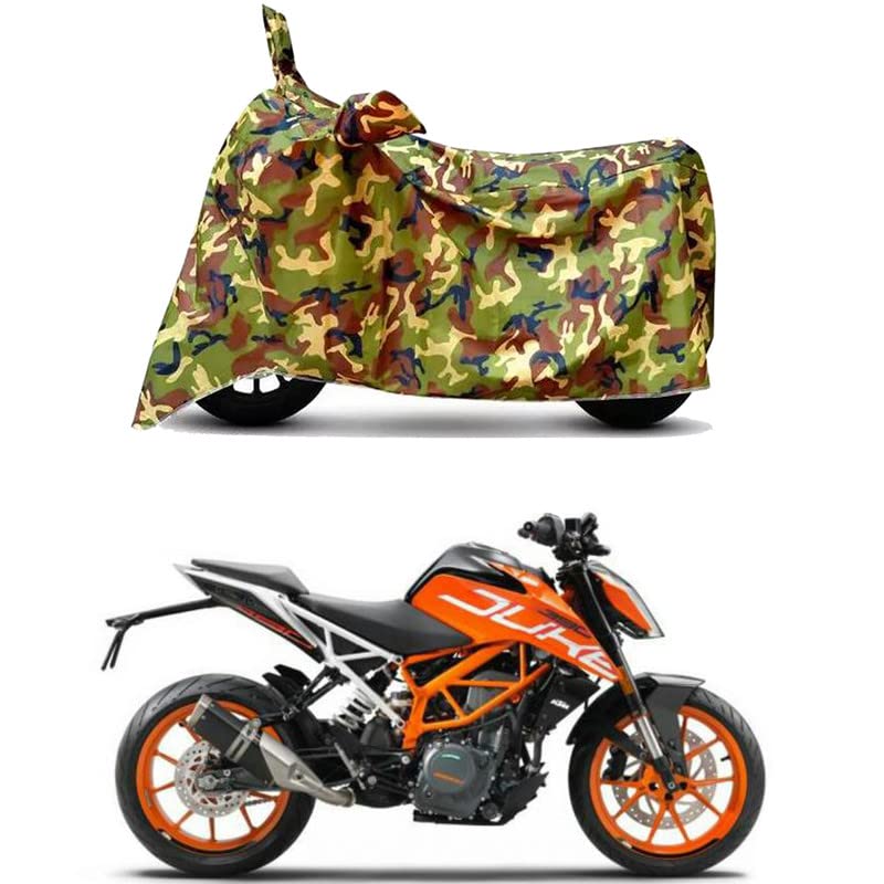 Image of Waterproof 100% PVC Coated Full Bike Scooty Two Wheeler Body Cover Compatible for KTM 490 Duke /UV-Rays /Heat Protection /Birds Dropping /Scratchproof /Dust Proof /All Varients[6X6 Jungle Print]
