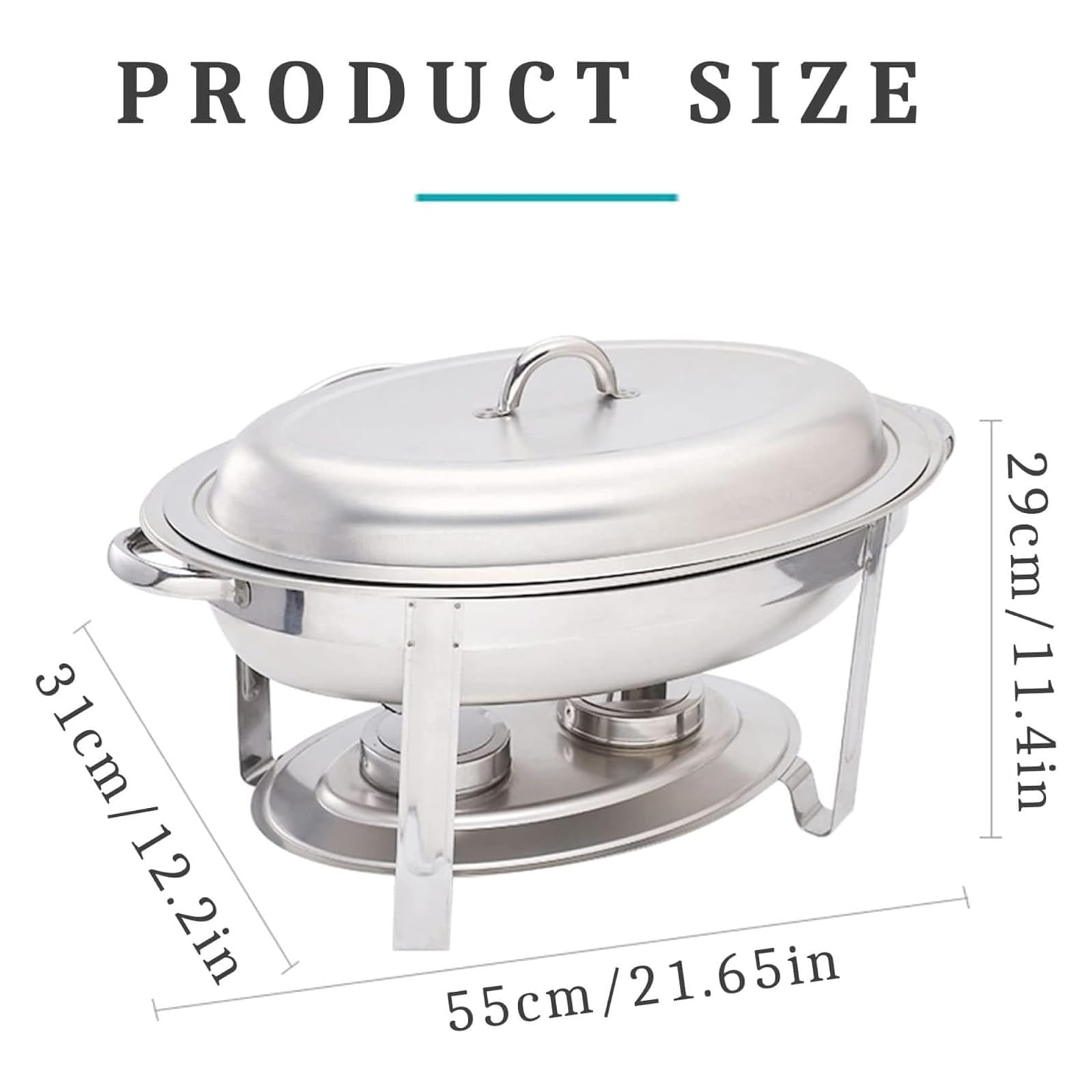 Scaldavivande E Scaldavivande A Buffet Con Teglia Per Alimenti, Coperchio Per Contenitori Di Combustibile - Scaldavivande Ovale In Acciaio Inossidabile Da 5,5 L Per Cucina, Feste, Cene A Buffet, Arge