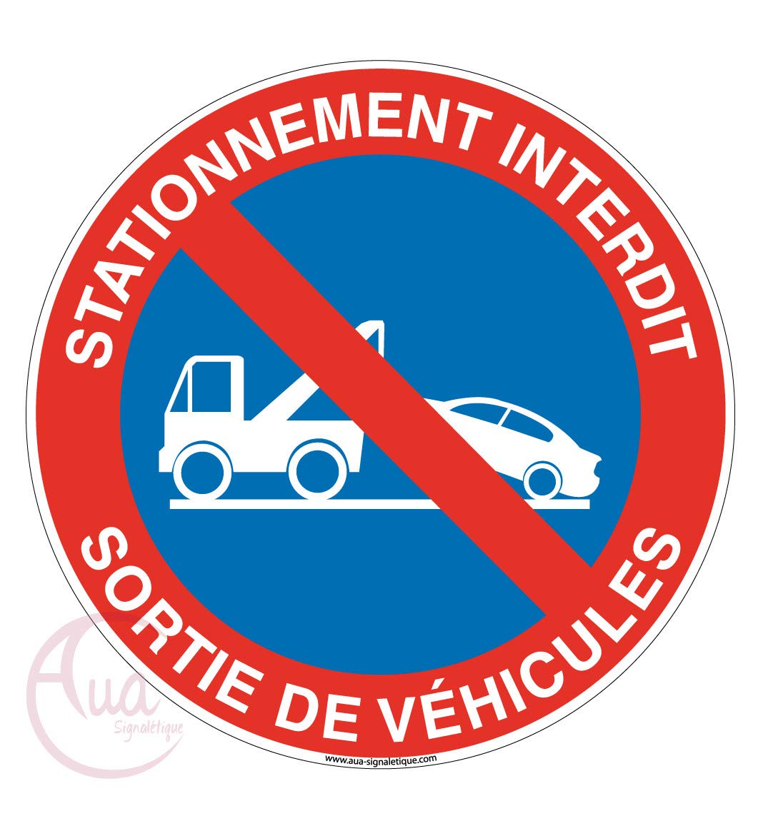 Panneau stationnement interdit sortie de véhicules rond pour entrée de cour et maison