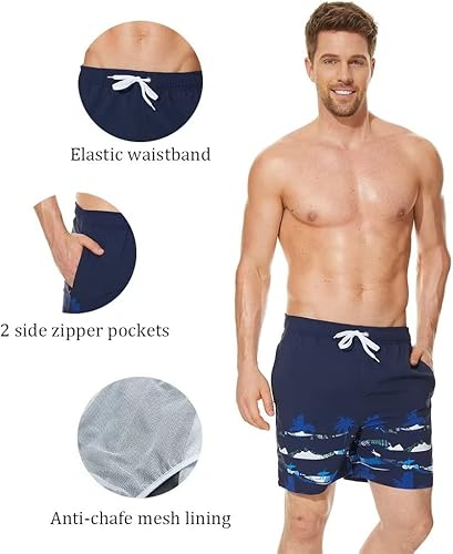 Miniatura 3 de Men's Swim Trunks Quick Dry Beach Board Shorts with Zipper Pockets and Mesh Lining Bathing Suit Swimwear