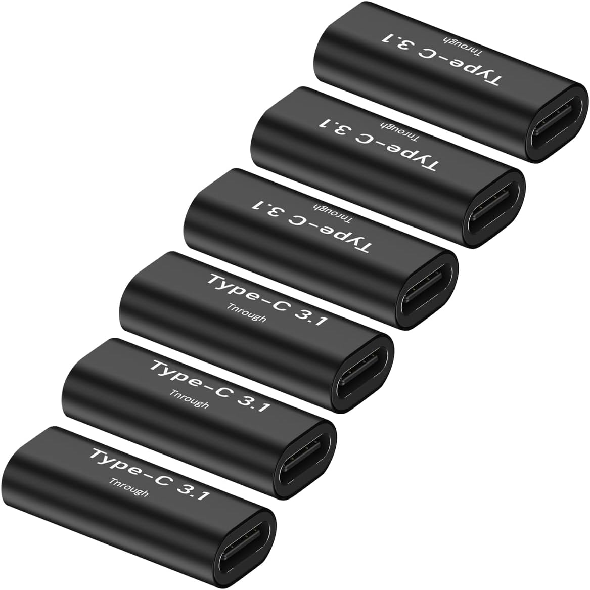 Type-C Female to Type-C Female Adapter, Converter, Support Data Synchronization and Charging, Suitable for Mobile Phones, Computers, Notebook Computers,6-Pack