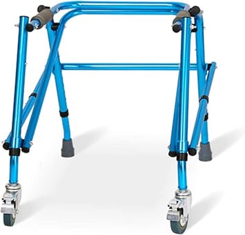 Walker for Kids with Cerebral Palsy Lightweight Folding Gait Trainer Adjustable Height Aluminium Walking Frame with Wheels