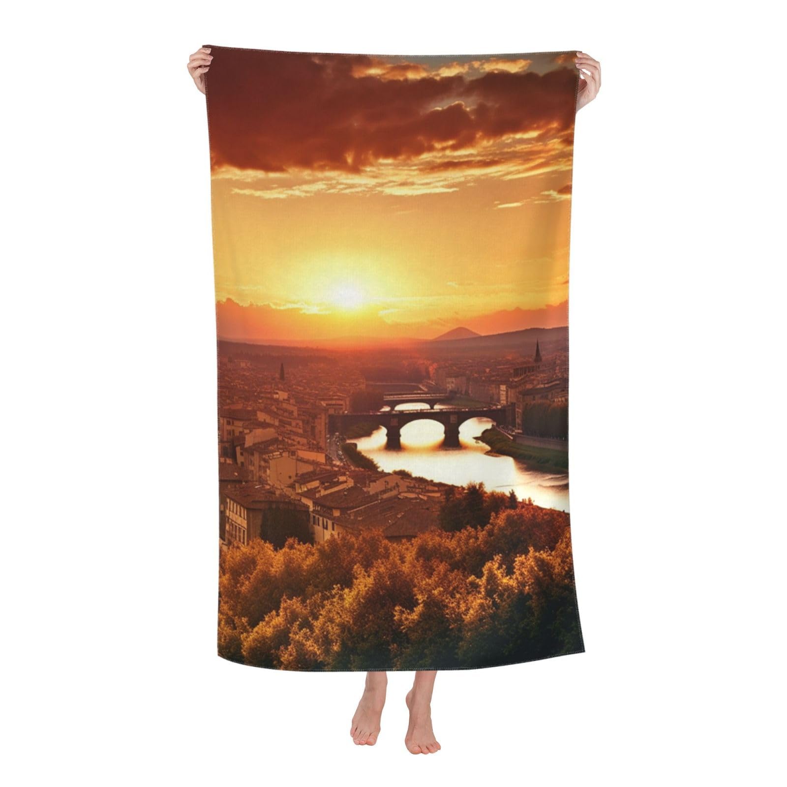Serviette de plage coucher de soleil légère pour vos sessions piscine et voyage 80x130