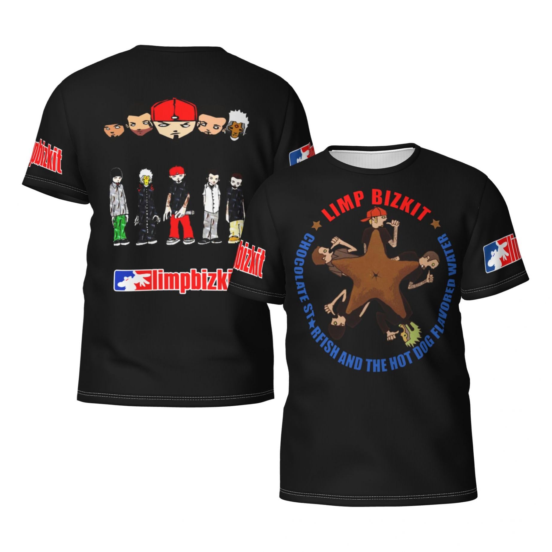 Man's Bizkit Rap Rock Band Limp T-Shirts Casual Summer Tees Crewneck Short Sleeve Shirts with Multi-Side Prints Multicoloured S