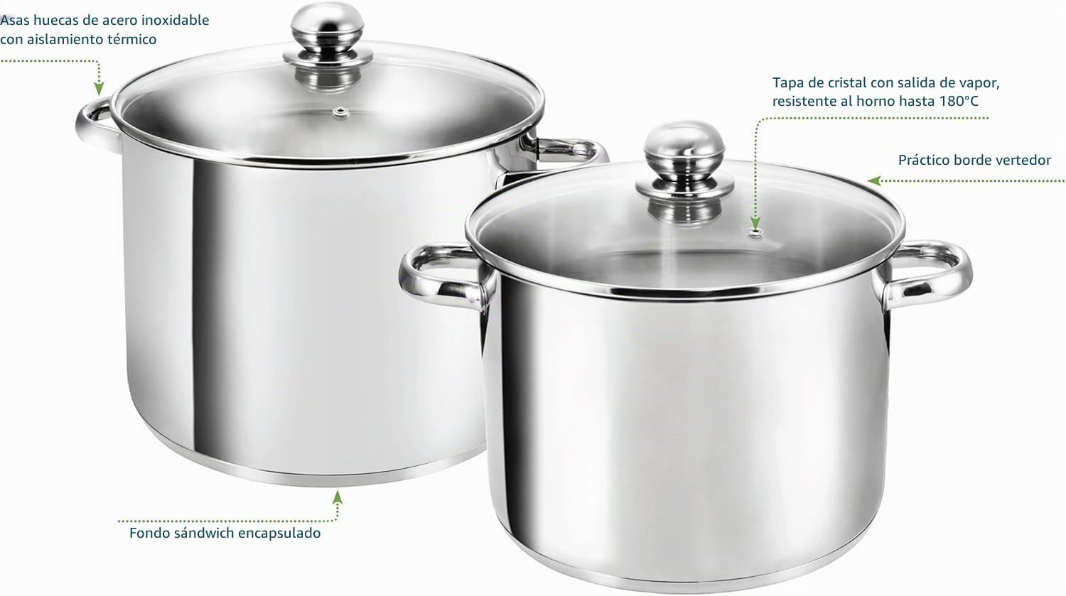 KOPF cacerola de inducción XXL Grandis, Ø 24 cm, altura 20 cm, 9 litros, acero inoxidable
