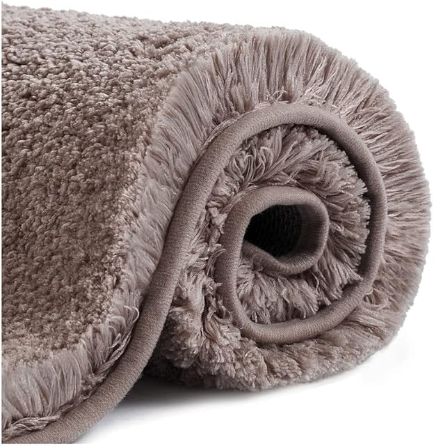 VANZAVANZU Non Slip Bath Mat Thickened Bath Rug for Bathroom Absorbent Ultra Soft Bathroom Mat Rug Fluffy Microfiber Bedside Rug Carpet Floor Mat, Quick-drying, Machine Washable - 40 x 60cm (Taupe)