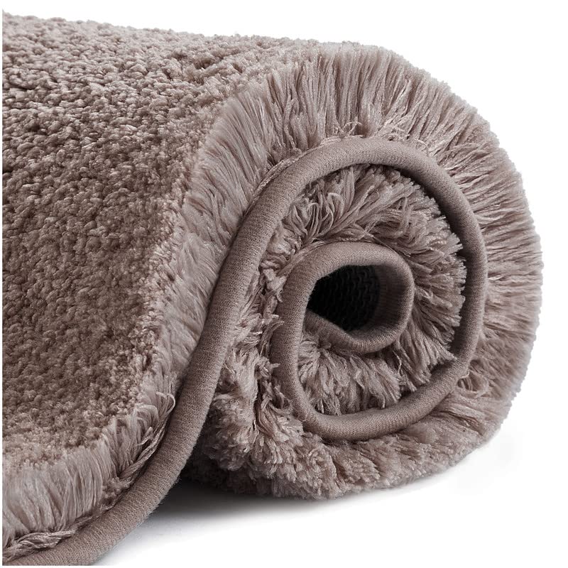 VANZAVANZU Tapis de Bain Antidérapant Tapis Salle de Bain Épaissi Tapis Sortie de Douche Absorbant Tapis de Sol Ultra Doux en Microfibre, Séchage Rapide, Lavable en Machine - 40 x 60cm (Taupe)