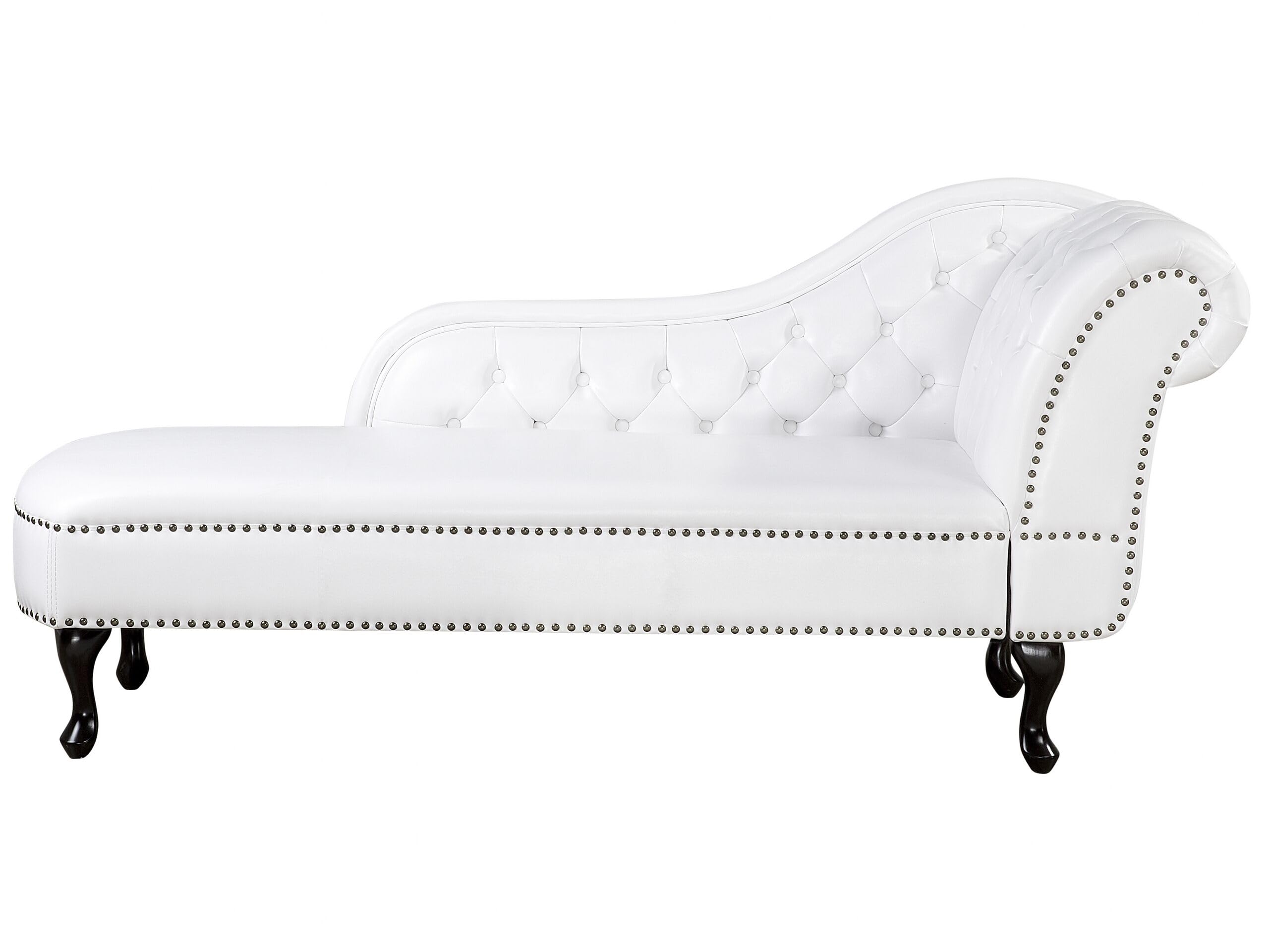 Chaise Longue Méridienne Droite En Velours Rouge - Style Chesterfield, Pieds Bois, Capacité 180 Kg