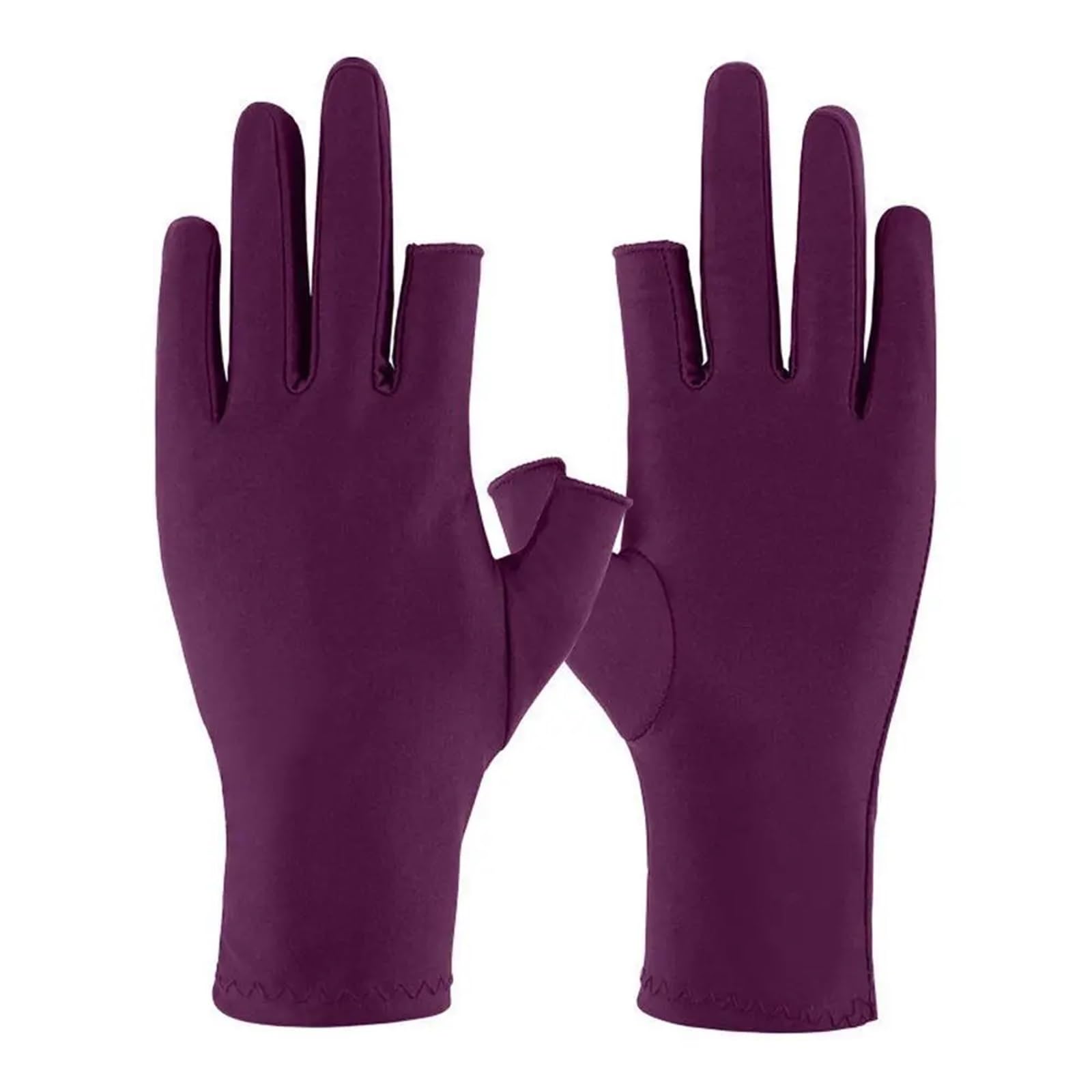 JMORCO Sun Gloves Short Breathable Two Finger Fashion Sunscreen Outdoor Fingerless Women Gloves Ice Silk Man Mittens(Purple-two finger)