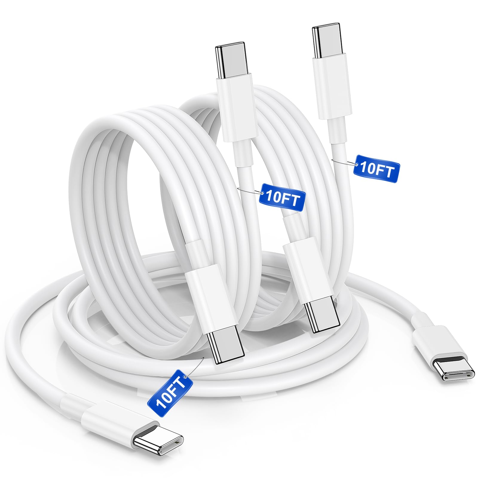 Cavo da USB C a USBC per iPhone 16 15, 3 m, confezione da 3 pezzi, 60 W, cavo di ricarica rapida tipo C, per iPhone 16/15 (Pro Max, Pro, Plus, 16e), iPad Pro/Air/Mini, Samsung Galaxy S25, S24, S23