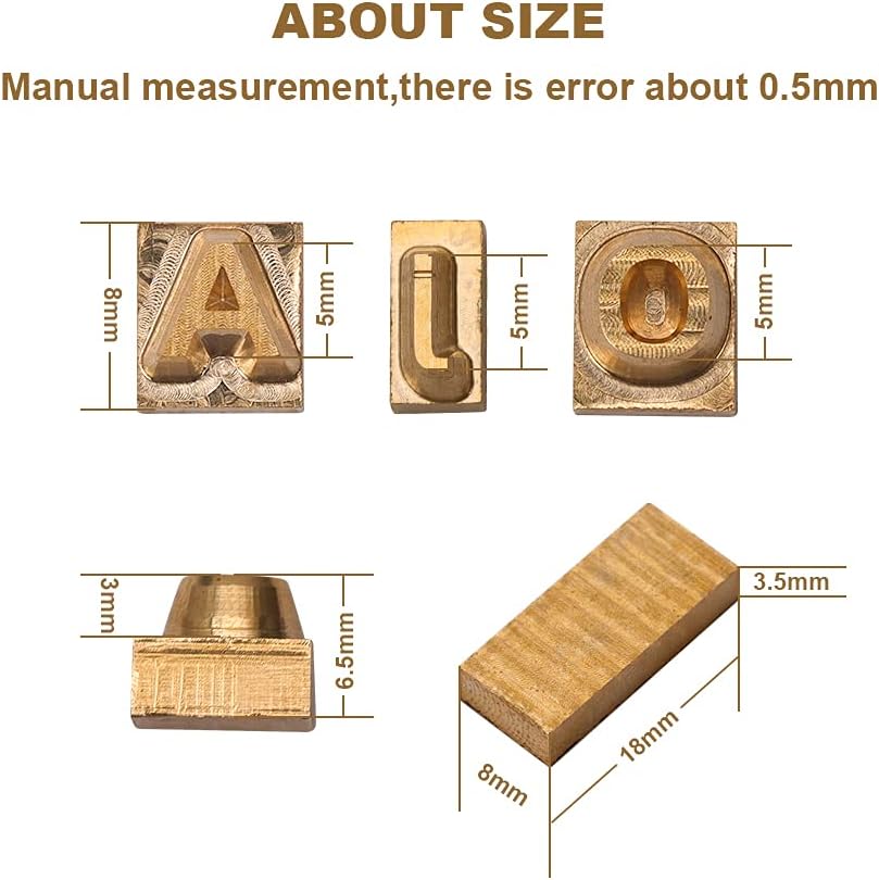 WUTA 26 Pcs Custom Lowercase Letter Leather Alphabet Brass Stamp Embossing Stamp Craft Carving Tool Seal Hot Branding CNC Engraving Mold, Lowercase Letter a-z