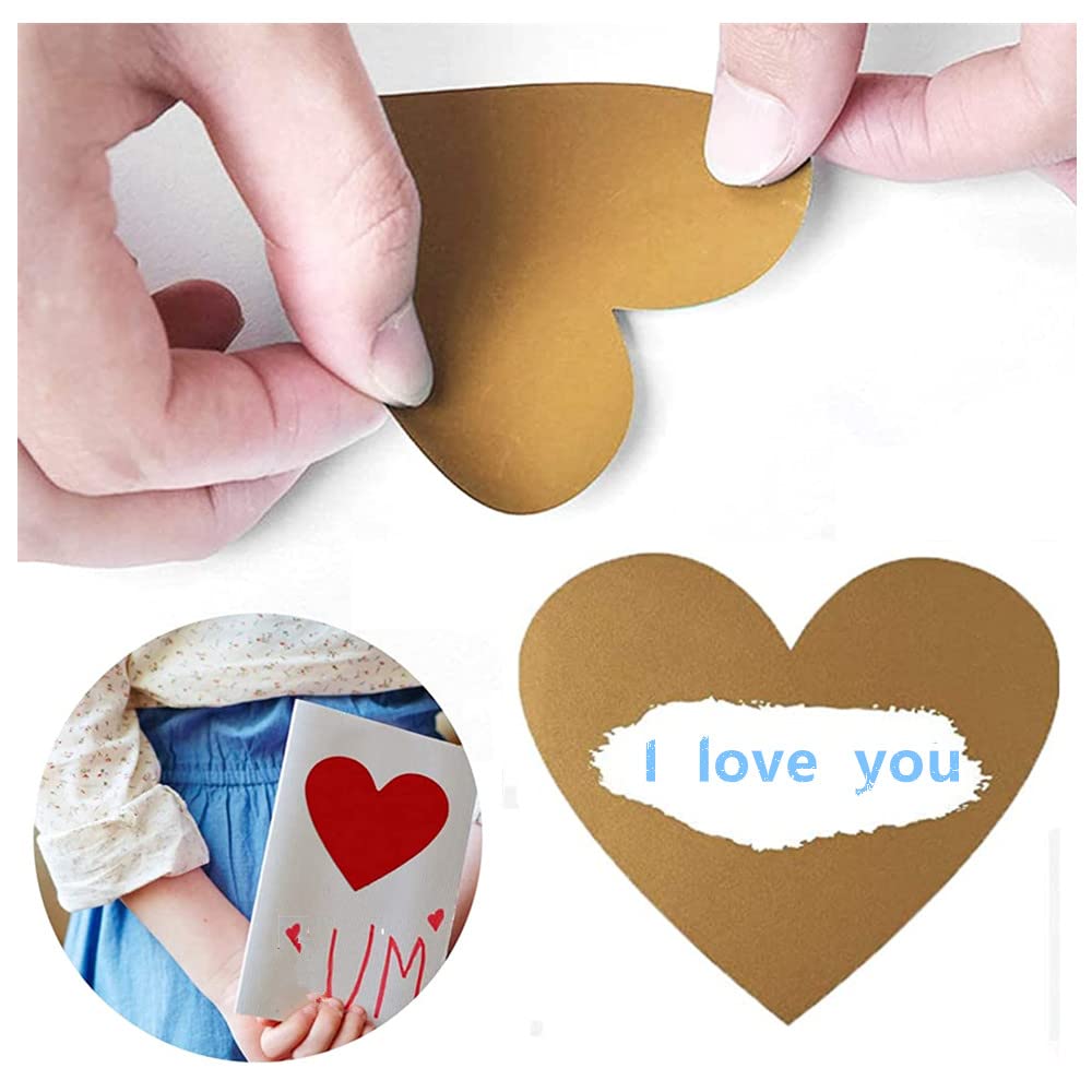 50 Adesivi Gratta E Vinci A Forma Di Cuore - Oro, Argento, Rosso E Rosa Per Feste E Regali - Foto 7