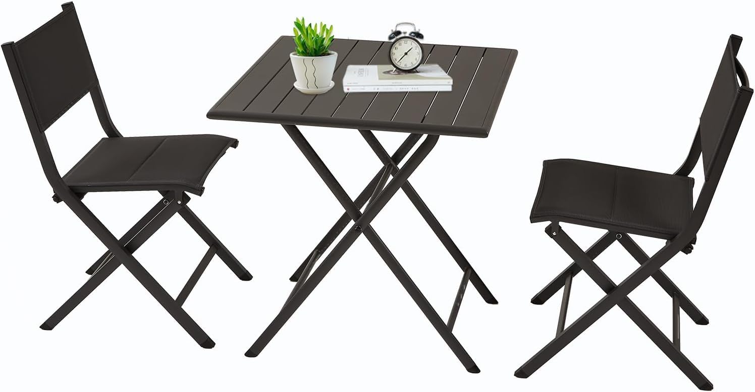 Amazon.com: TAO ONE 3 Piece Patio Bistro Sets, Foldable Patio Set, Bistro Table and Chairs, 2 ...